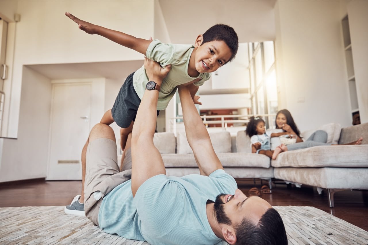 Happy Family Father And Son Playing on Brand 305