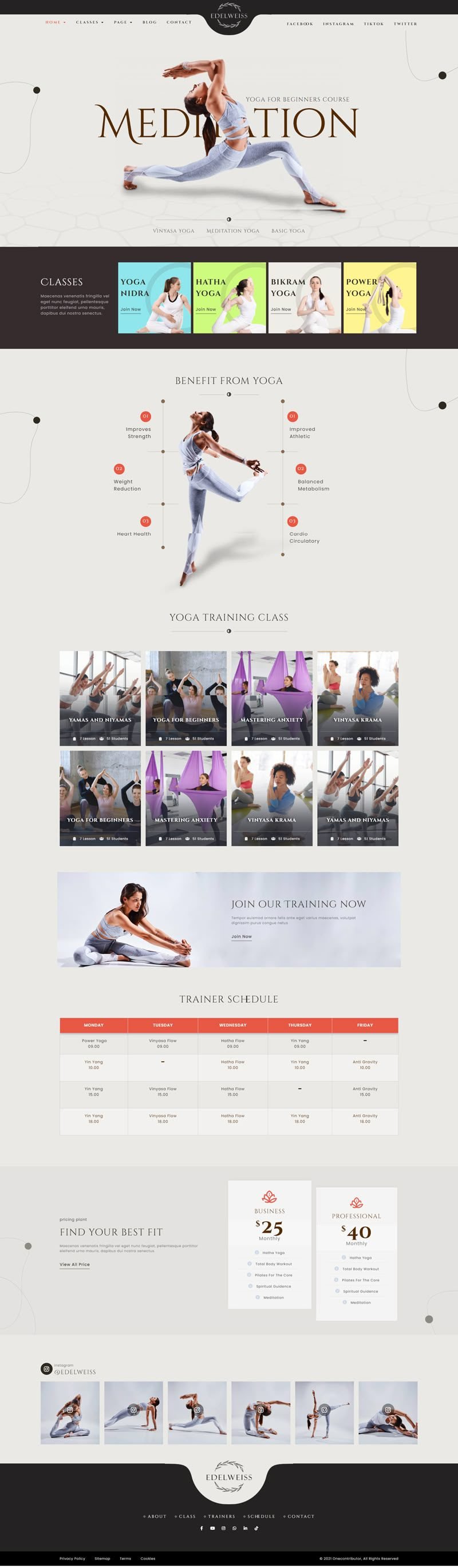Full Page Meditation Website Template Design by Brand 305