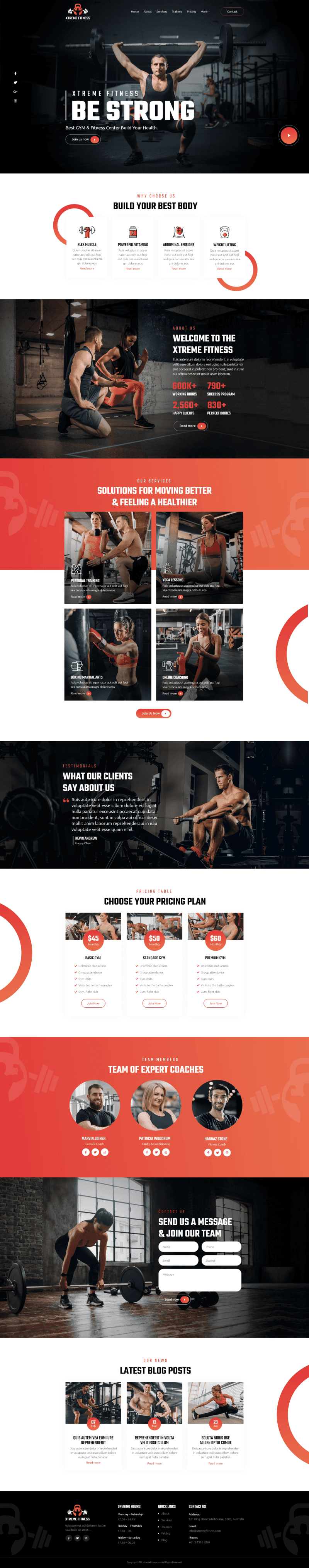 Full Page website Gym Website Template Design by Brand 305